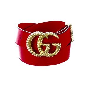 Red Gucci Skinny Leather Belt
